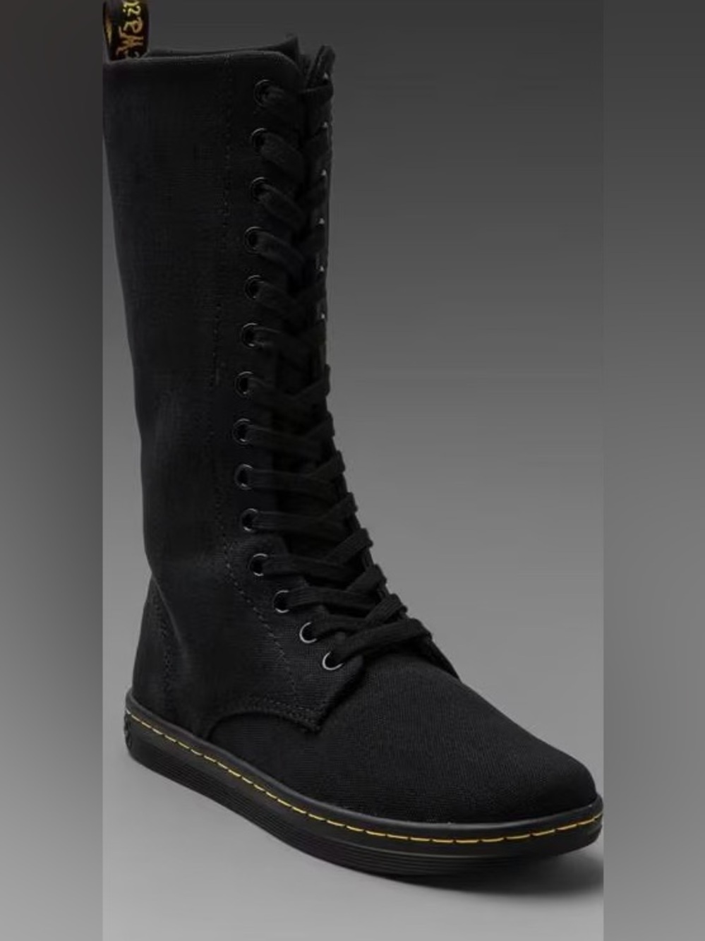 DR. MARTENS BATTERSEA WOMENS 14 eyelet mid calf boot black canvas size 10